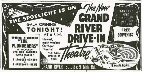 Grand River Drive-In Theatre - Grand River Grand Opening Ad 4-15-49 From Michigandriveins (newer photo)